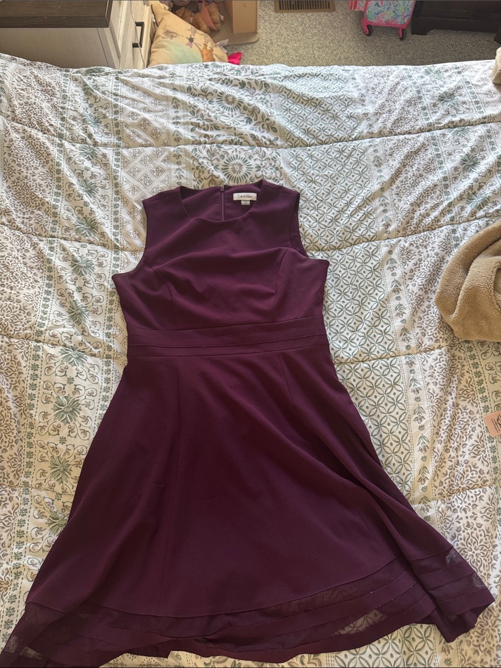 Calvin Klein Plum Sleeveless A-Line Dress